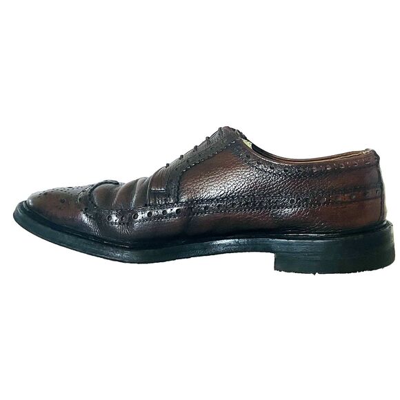 Goodyear Welt Vtg Wingtip Shoes Benchmade 457102 Brogue Derby Brown Leather 11 main image 4
